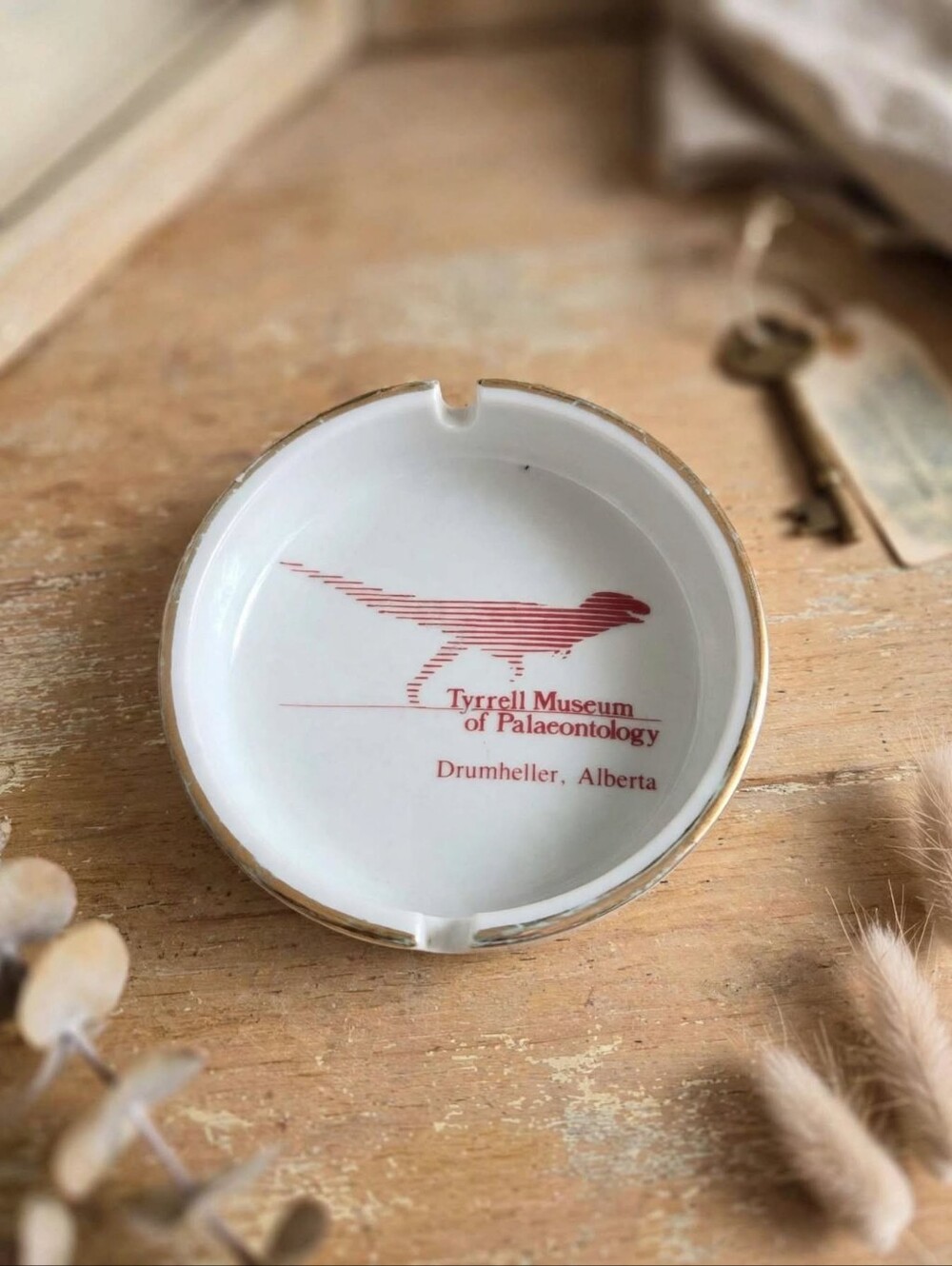 Vintage Tyrrell Museum of Palaeontology Dinosaur Ashtray Banawe Canada